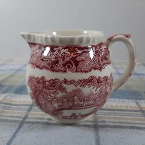 Mason's Vista Pink Red Small Round Creamer Milk Jug 3 1/4" Vintage
